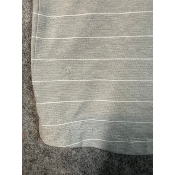 Lululemon Mens Gray White Stripe Performance Polo Stretch Lightweight - Medium - Picture 4 of 6